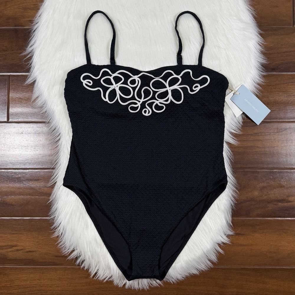 Antonio Melani x Style by Simkins Size Large Black Stella One Piece Swimsuit